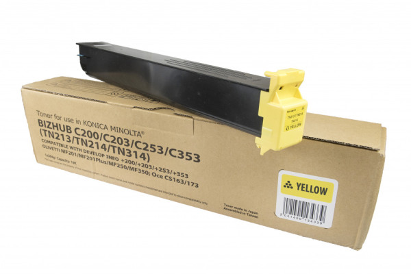 Compatible toner cartridge A0D7252, TN213Y, A0D7254, TN214Y, A0D7251, TN314Y, 19000 yield for Konica Minolta printers
