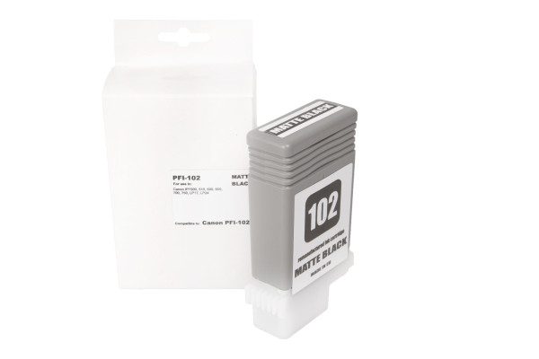 Felújított tintakazetta töltés 0894B001, PFI102MBK, 130ml lap a Canon nyomtatók számára (BULK), matte