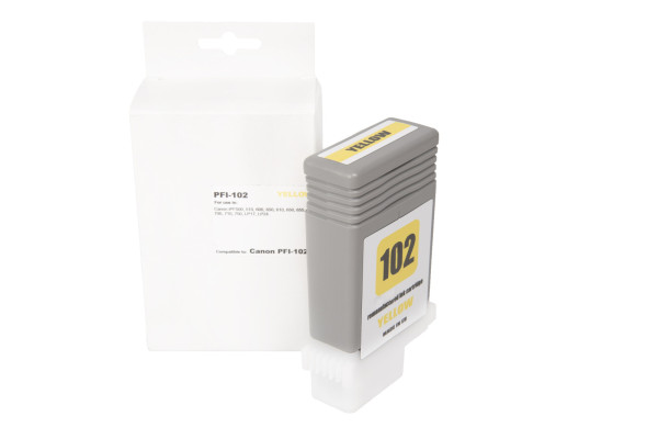 Felújított tintakazetta töltés 0898B001, PFI102Y, 130ml lap a Canon nyomtatók számára (BULK)