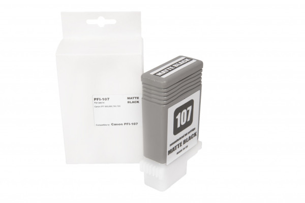 Refill ink cartridge 6704B001, PFI107MBK, 130ml for Canon printers (BULK), matte
