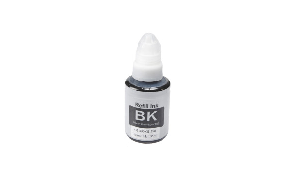 Încărcătură cerneală compatibilă 1603C001, 0663C001, GI-490BK, GI-590BK, 135ml filelor pentru imprimante Canon (ORINK BULK)