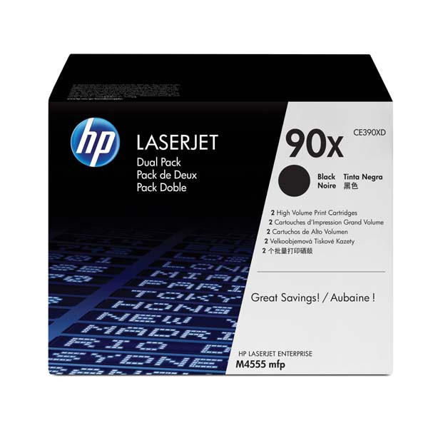 HP original toner CE390XD, HP 90X, black, 24000str., dual pack