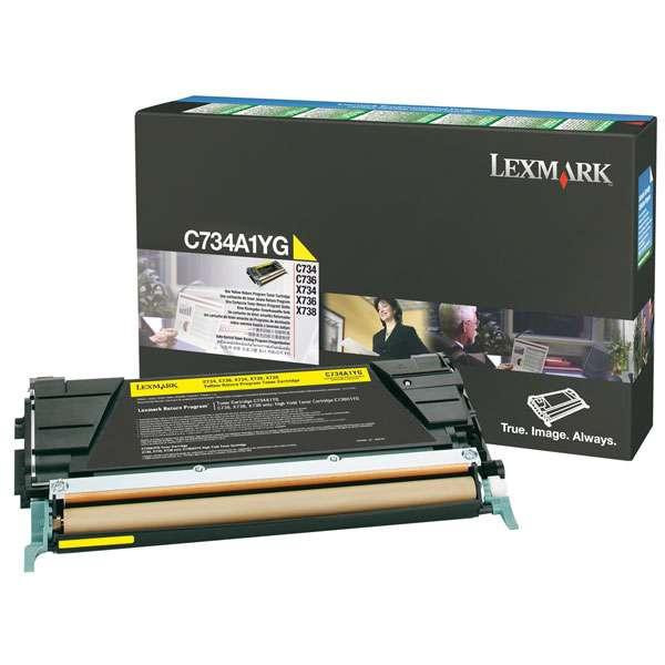 Lexmark original toner C734A1YG, yellow, 6000str., return
