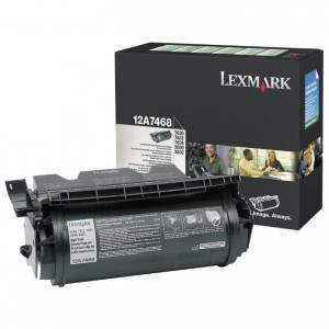 Lexmark original toner 12A7468, black, 21000str., label application, return