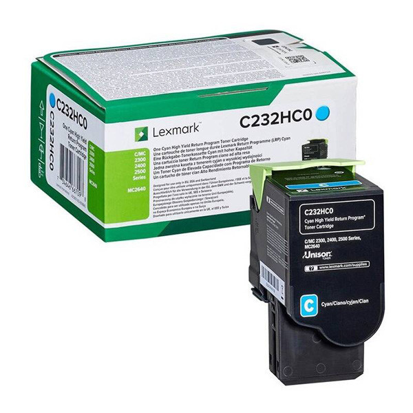 Lexmark original toner C232HC0, cyan, 2300str., high capacity, return