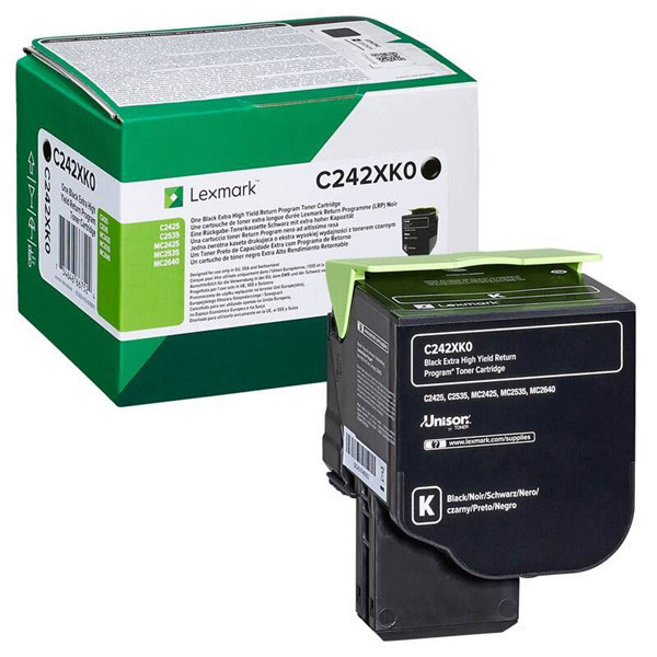Lexmark original toner C242XK0, black, 6000str., extra high capacity, return