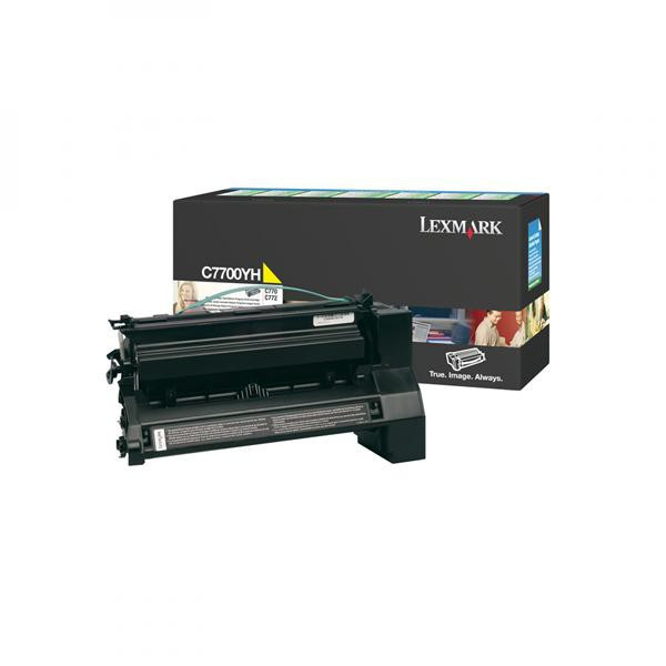 Lexmark originální toner C7700YH, yellow, 10000str., return