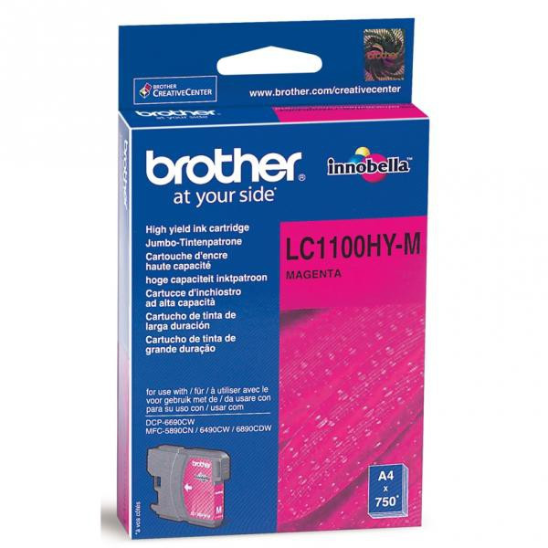 Brother original ink LC-1100HYM, magenta, 750str., high capacity, Brother DCP-6690CW, MFC-6490CW