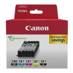 Canon original ink PGI-580 PGBK/CLI-581 CMYK, 2078C008, CMYK, blister s ochranou, 1*11.2 + 4*5.6ml, 5-pack