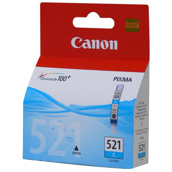 Canon original ink CLI521C, cyan, blister s ochranou, 505str., 9ml, 2934B009, 2934B005, Canon iP3600, iP4600, MP620, MP630, MP980