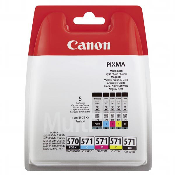 Canon original ink PGI-570/CLI-571 GBK/BK/C/M/Y Multi Pack, black/color, 0372C004, Canon Pixma MG575x, MG685x, MG775x