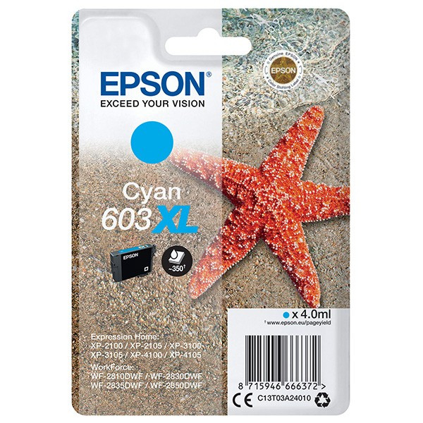 Epson original ink C13T03A24010, 603XL, cyan, 4.0ml