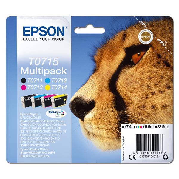 Epson original ink C13T07154012, CMYK, 23.9ml