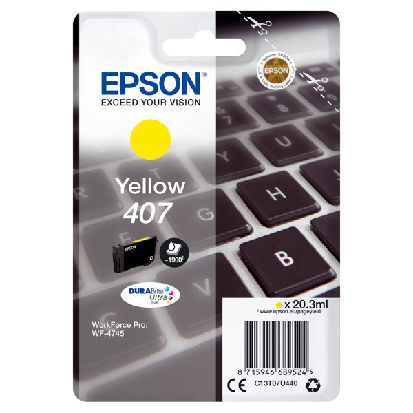 Epson original ink C13T07U440, 407XL, yellow, 1900str., 20.3ml