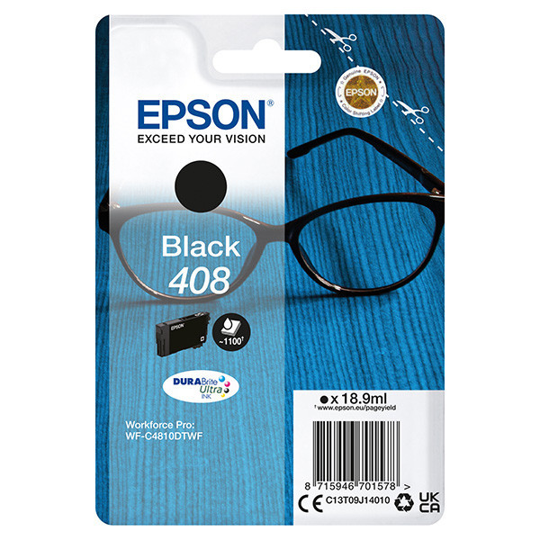 Epson original ink C13T09J14010, T09J140, 408, black, 18.9ml