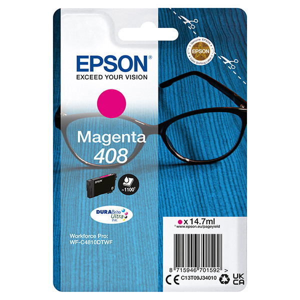 Epson original ink C13T09J34010, T09J340, 408, magenta, 14.7ml