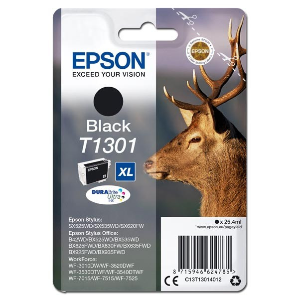 Epson original ink C13T13014012, T1301, black, 945str., 25,4ml