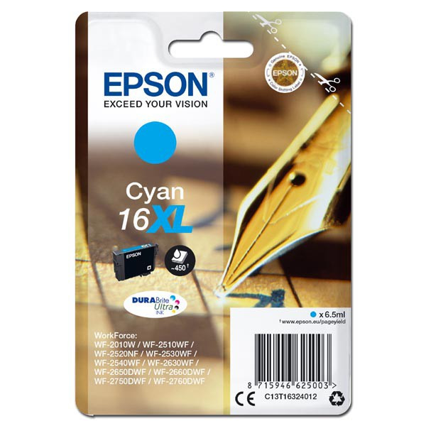 Epson original ink C13T16324012, T163240, 16XL, cyan, 6.5ml