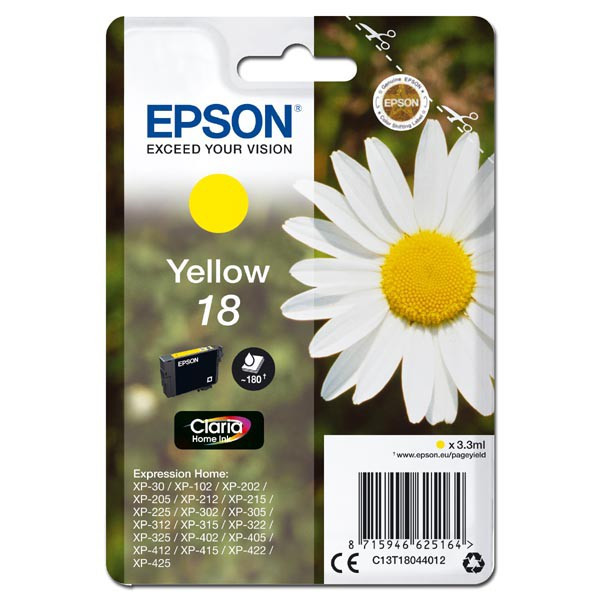 Epson original ink C13T18044012, T180440, yellow, 3,3ml, Epson Expression Home XP-102, XP-402, XP-405, XP-302