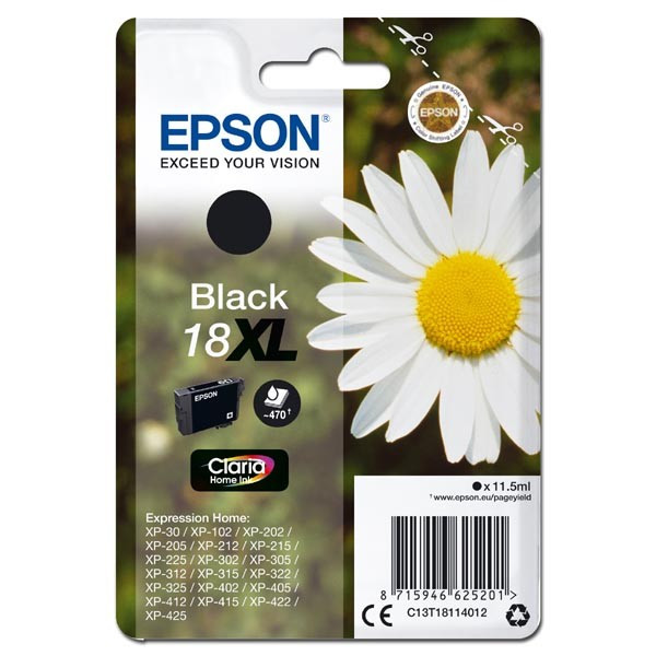 Epson originál ink C13T18114012, T181140, 18XL, black, 11,5ml