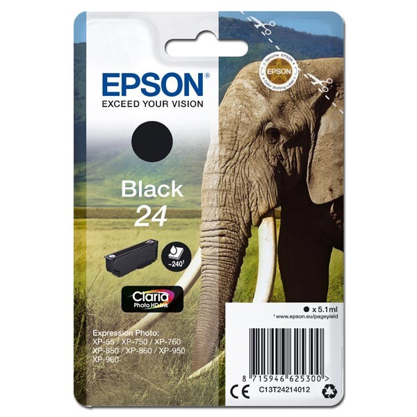 Epson original ink C13T24214012, T2421, black, 5,1ml
