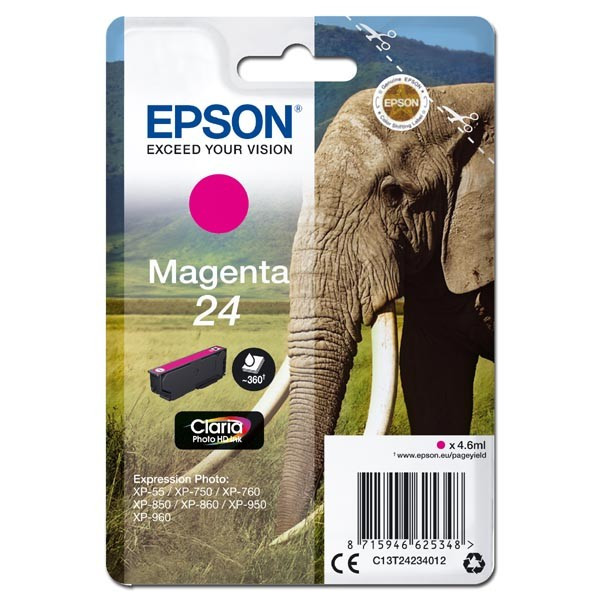 Epson original ink C13T24234012, T2423, magenta, 4,6ml