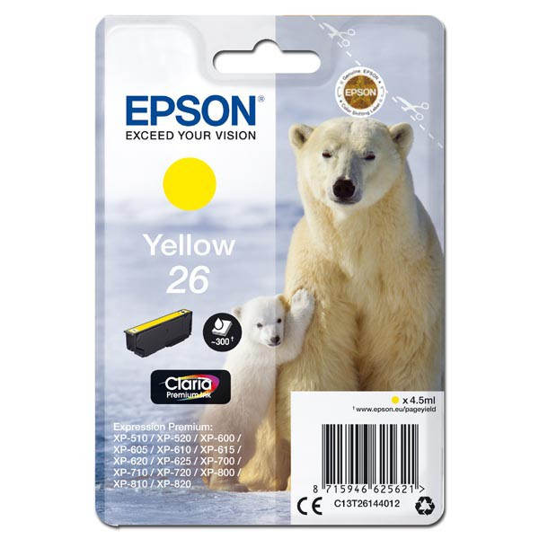 Epson original ink C13T26144012, T261440, yellow, 4,5ml