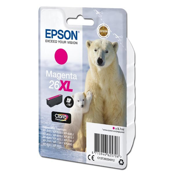 Epson original ink C13T26334012, T263340, 26XL, magenta, 9,7ml