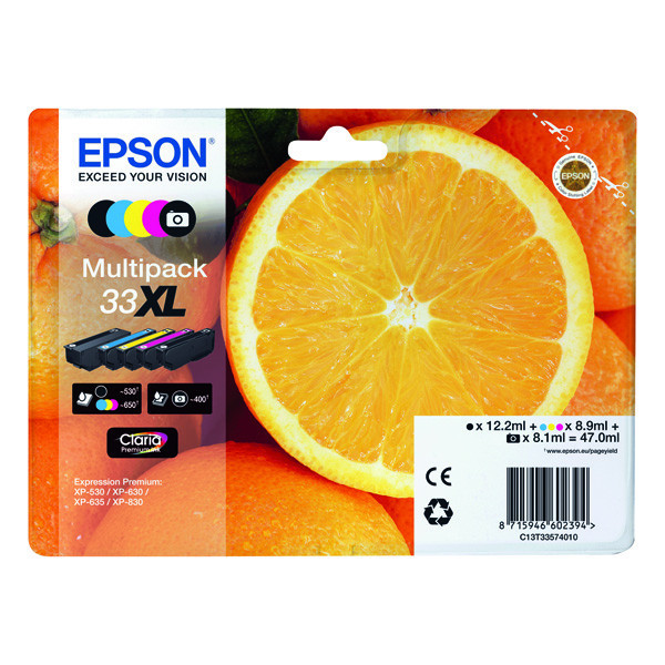 Epson originál ink C13T33574011, T33XL, CMYK, 12,2/3x8,9/8,1ml