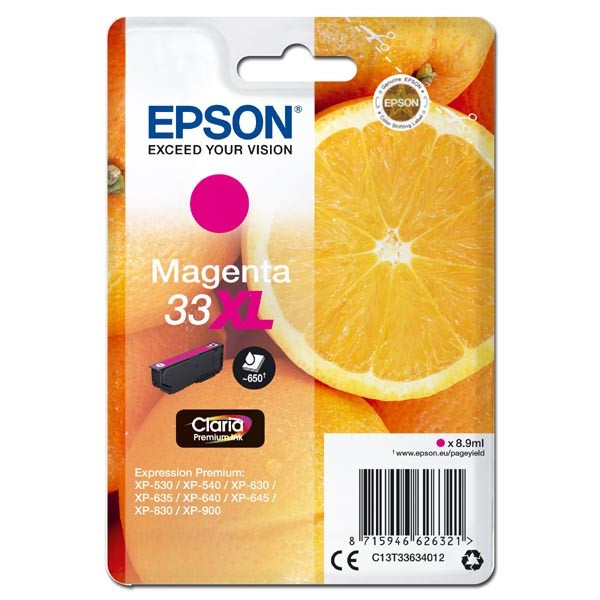 Epson original ink C13T33634012, T33XL, magenta, 8,9ml