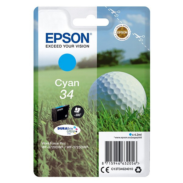 Epson original ink C13T34624010, T346240, cyan, 4.2ml