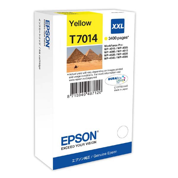 Epson original ink C13T70144010, XXL, yellow, 3400str., Epson WorkForce Pro WP4000, 4500 series
