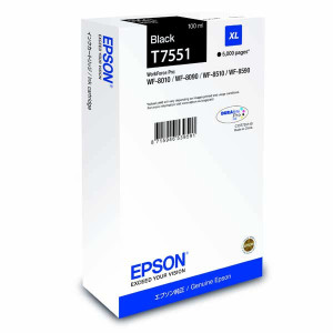Epson original ink C13T755140, T7551, XL, black, 5000str., 100ml, 1ks, Epson WorkForce Pro WF-8590DWF