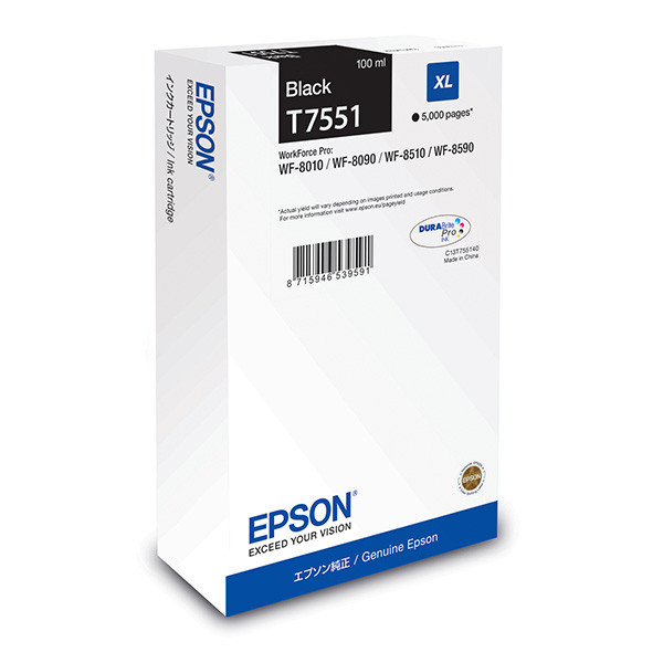 Epson original ink C13T75514N, T7551, XL, black, 5000str., 100ml, 1ks