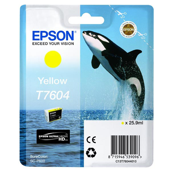 Epson original ink C13T76044010, T7604, yellow, 25,9ml, 1ks, Epson SureColor SC-P600