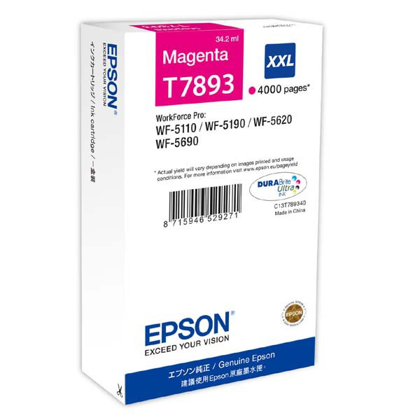 Epson original ink C13T789340, T789, XXL, magenta, 4000str., 34ml, 1ks
