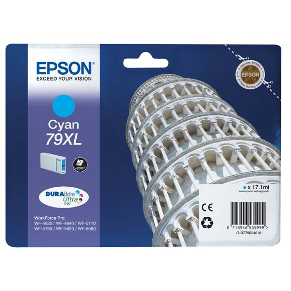 Epson original ink C13T79024010, 79XL, XL, cyan, 2000str., 17ml, 1ks
