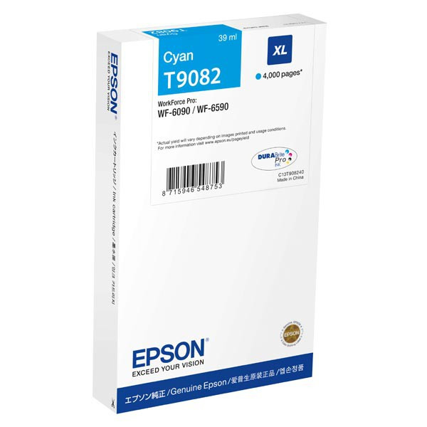 Epson original ink C13T908240, T9082, XL, cyan, 39ml, Epson WorkForce Pro WF-6090DW