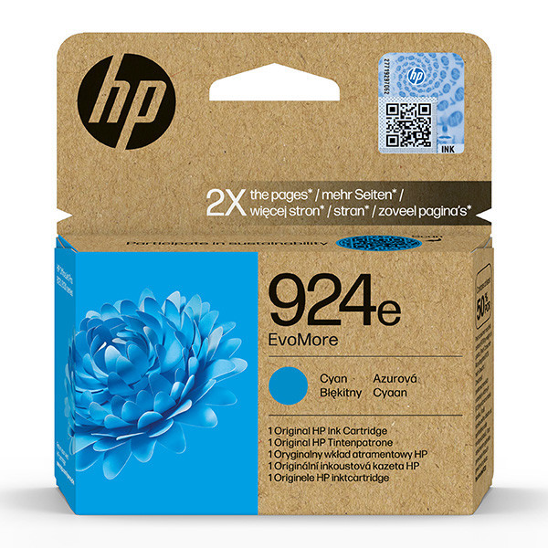 HP original ink EvoMore 4K0U7NE#CE1, HP 924e, cyan, 800str.