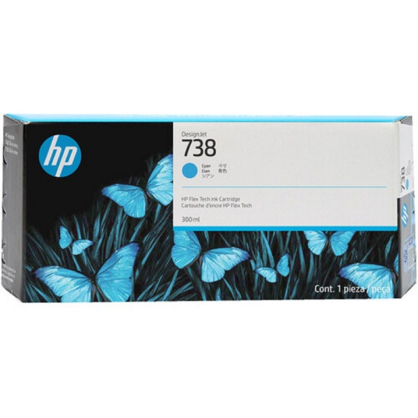 HP original ink 676M9A, HP 738M, cyan, 300ml