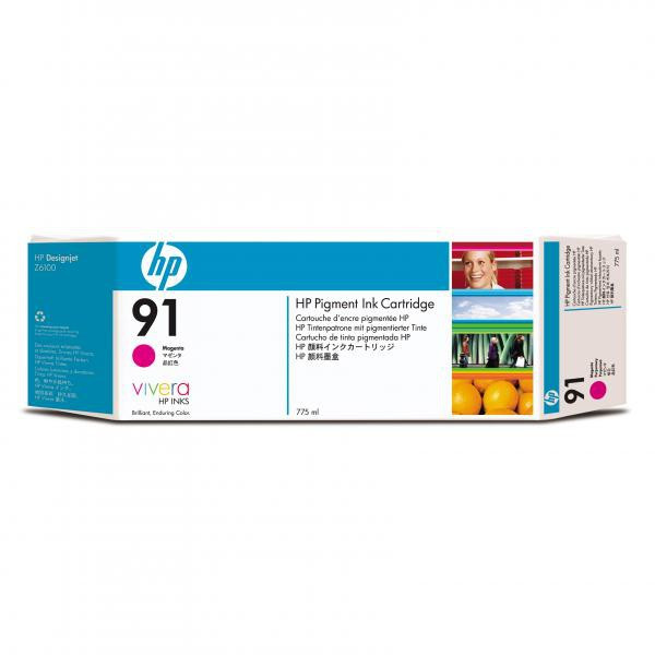 HP original ink C9468A, HP 91, magenta, 775ml