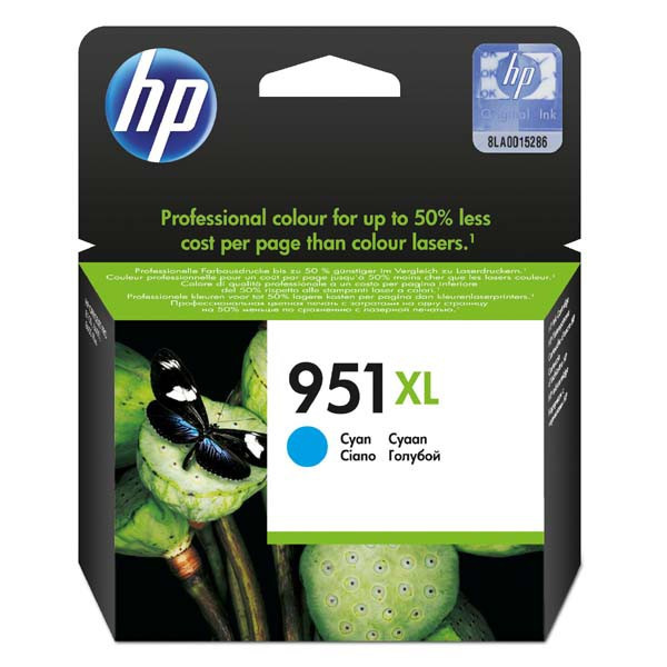 HP original ink CN046AE, HP 951XL, cyan, 1500str., 24ml, HP Officejet Pro 276dw, 8100 ePrinter,8620