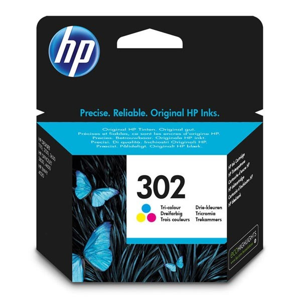 HP original ink F6U65AE, HP 302, color, blister, 165/165/165str., 4ml