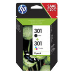 HP original ink N9J72AE, HP 301, black/color, 190/165str., 2-pack