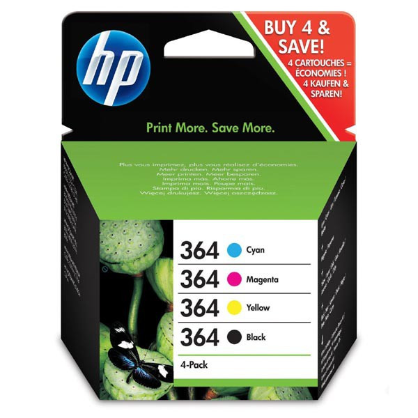 HP original ink N9J73AE, HP 364 Combo pack, CMYK, HP 4-pack + paper Combo-pack,B8550,C5380,D5460
