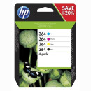 HP originální ink N9J73AE, HP 364 Combo pack, CMYK, blistr, 4-pack + paper