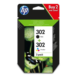 HP original ink X4D37AE, HP 302, black/tri-colour, 190 black, 165 tri-colourstr., HP 2-pack HP Deskjet 1110/2130/3630, HP Envy 452