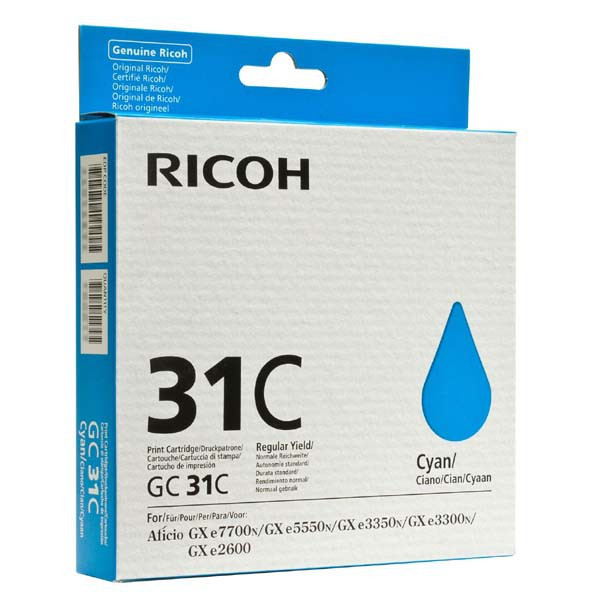 Ricoh original gélová náplň 405689, cyan, typ GC 31C, Ricoh GXe2600/GXe3000N/GXe3300N/GXe3350N