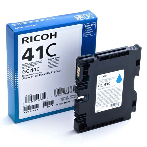 Ricoh original gélová náplň 405762, GC41HC, cyan, 2200str.