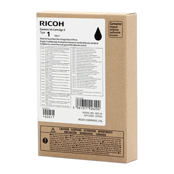 Ricoh original ink (DTG) typ 100, 257063, black, 200str., 50ml